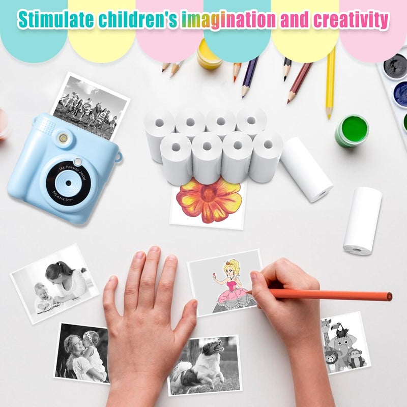 Hikkon 20 Rolls Instant Print Camera for Kids Refill Print Paper - Thermal Print Paper Rolls Photo Print HD Printing for Most Kids Instant Camera(White) - Image 4